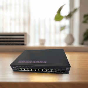 PoE Commutateur Switch Fibre Optique avec 2 Ports SFP 1,25Go, 8 Ports PoE Gigabit Ethernet 10/100/1000Mbps, Plug & Play No...