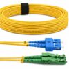 Elfcam – E2000/APC to SC/UPC Fiber Optic Cable, Single Mode Duplex, Optical Patch Cord 9/125μm OS2 2.0mm G652D LSZH, Yellow