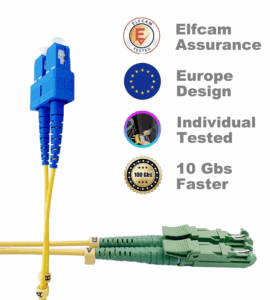 Elfcam – Câble à Fibre Optique E2000/APC à SC/UPC,Monomode Duplex, Jarretière Optique 9/125μm OS2 2.0mm G652D LSZH, …