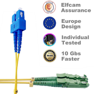 Elfcam – Câble à Fibre Optique E2000/APC à SC/UPC,Monomode Duplex, Jarretière Optique 9/125μm OS2 2.0mm G652D LSZH, …