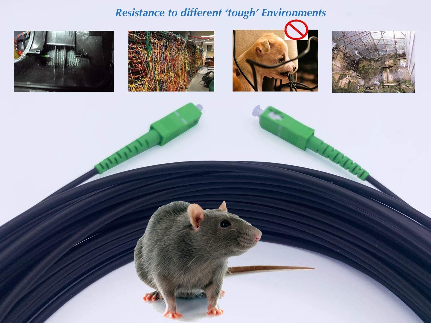 Câble fibre optique blindé acier SC/APC–SC/APC OS2 monomode simplex LSZH (Ref:1366)