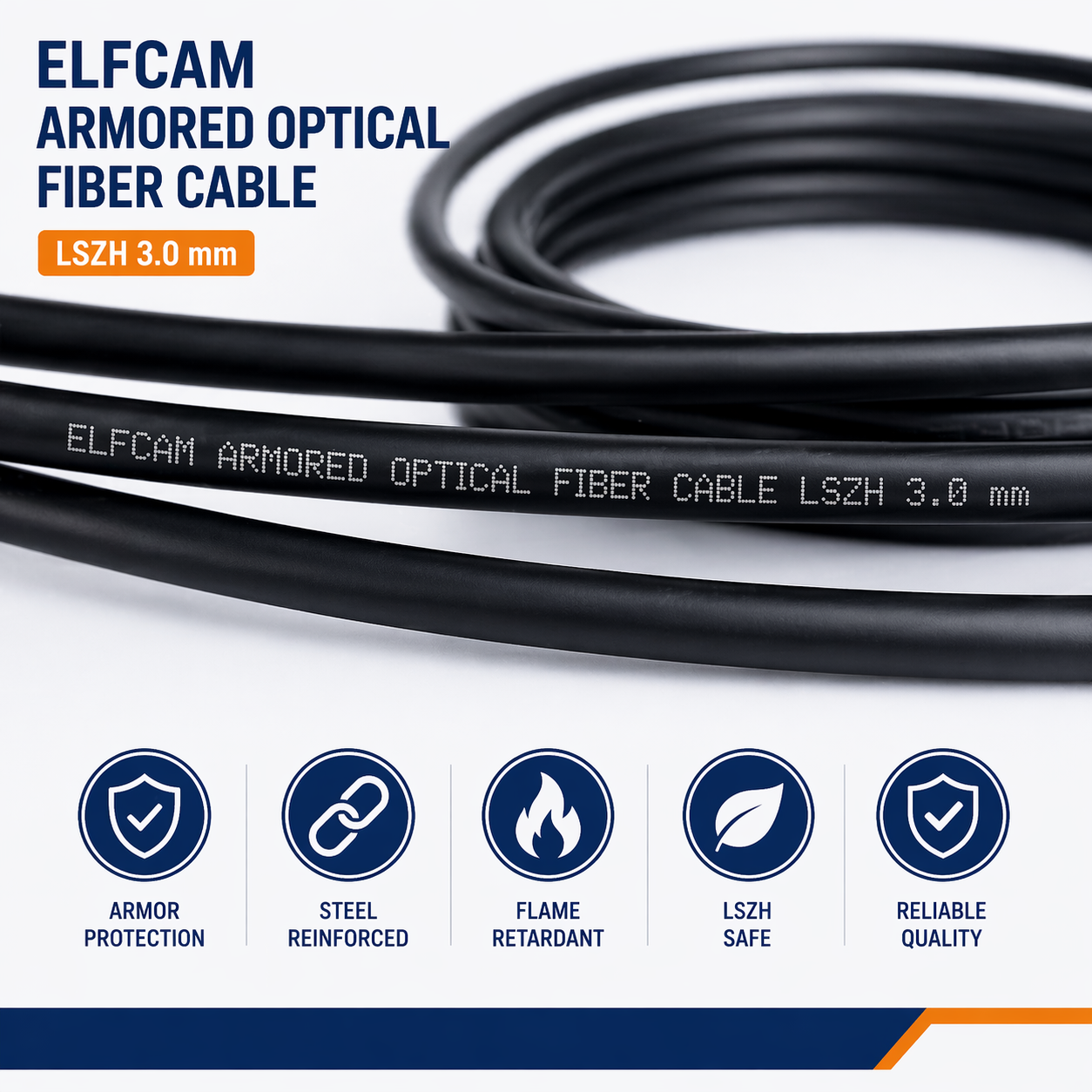 Steel armored fiber optic cable SC/APC–SC/APC OS2 single mode simplex LSZH (Ref:1366) - Image 4