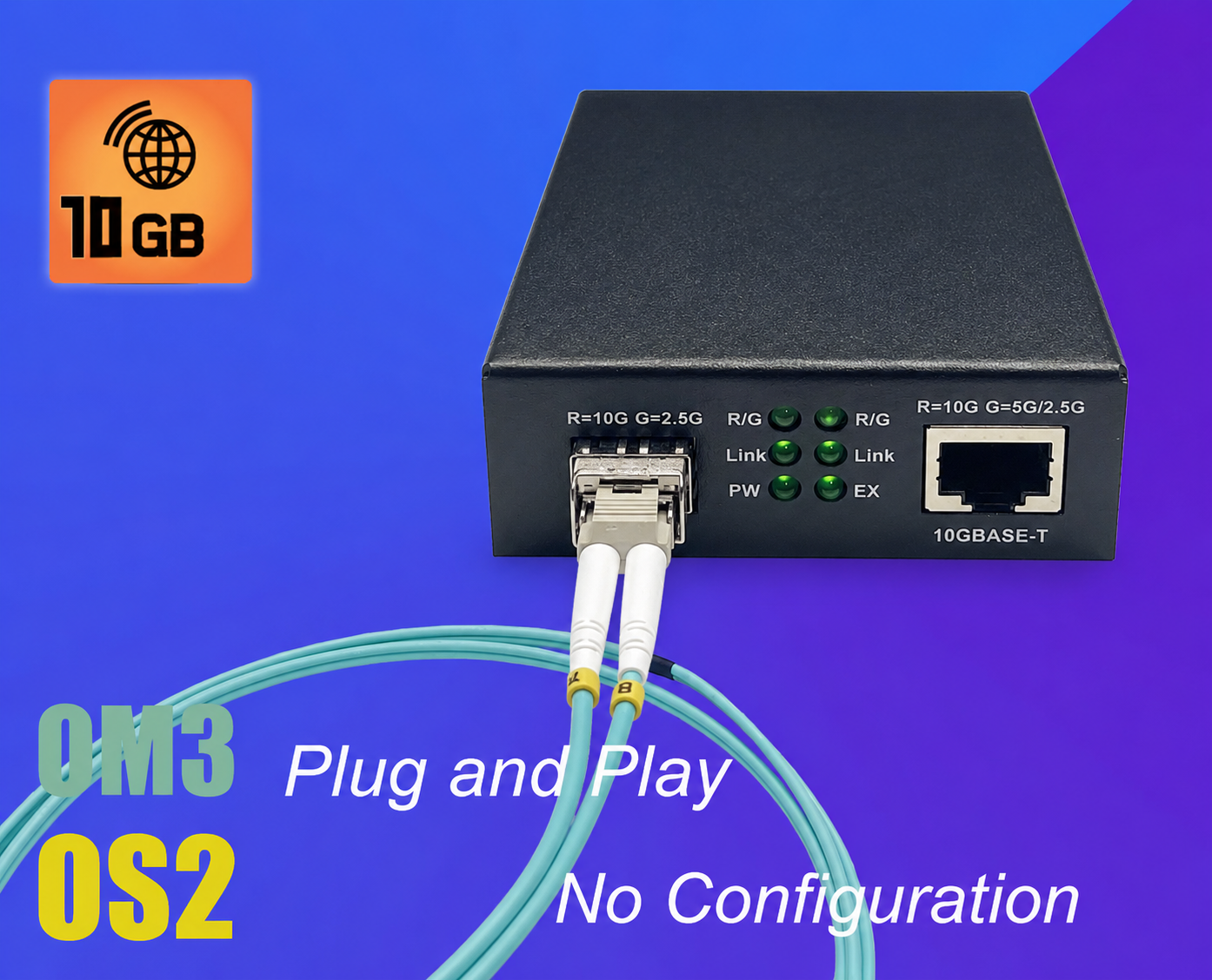 Elfcam® - 10Gb Convertisseur Fibre Ethernet Compatible avec Freebox Ultra, avec 1 Port 10G SFP+ et 1 Port 10G Ethernet RJ45 (Ref: 15772) – Image 7