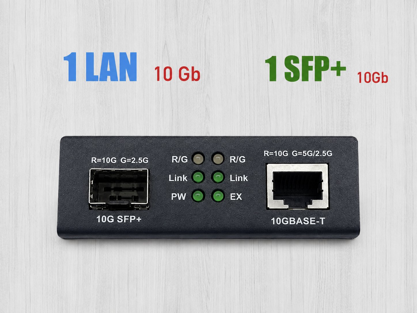 Elfcam® - 10Gb Convertisseur Fibre Ethernet Compatible avec Freebox Ultra, avec 1 Port 10G SFP+ et 1 Port 10G Ethernet RJ45 (Ref: 15772) – Image 2