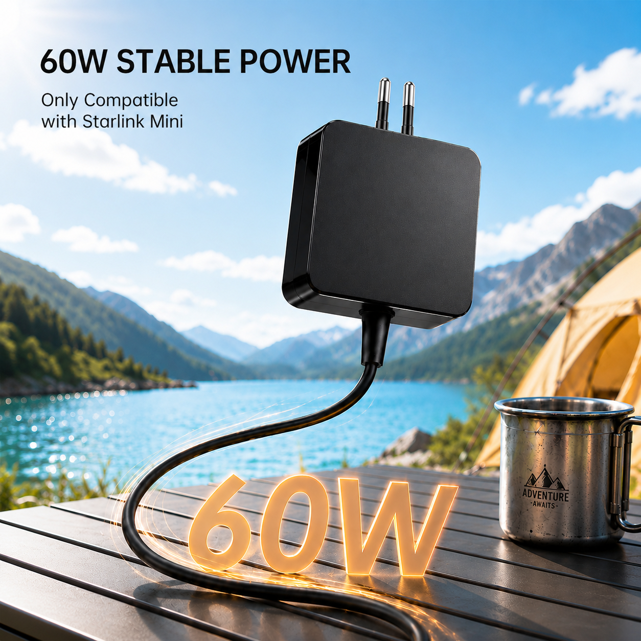Elfcam - 2M Adaptateur Secteur 60 W Compatible avec Starlink Mini – Chargeur Compact pour Maison, Bureau, Voyage et Déplacements – Image 7