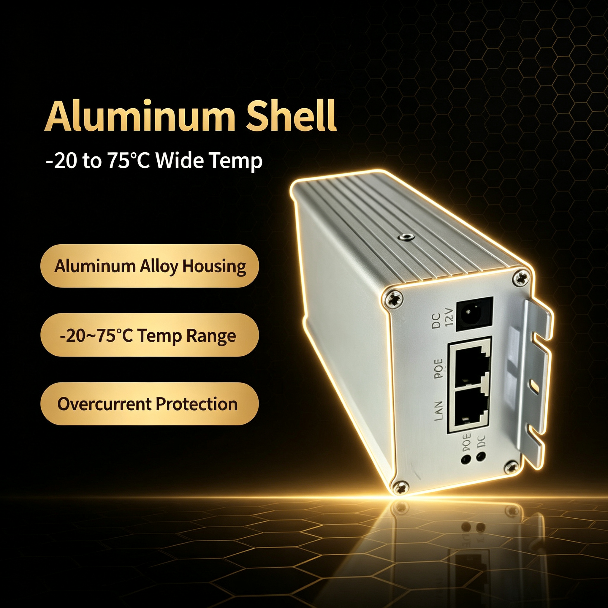 Elfcam – Injecteur PoE Non Standard Passive PoE 90W 10GbE pour Starlink V5, 56V, 10Gbps/2,5G/1G Auto-Adaptatif, Entrée AC 100–240V, jusqu’à 100m, Boîtier Aluminium avec Interrupteur – Image 8
