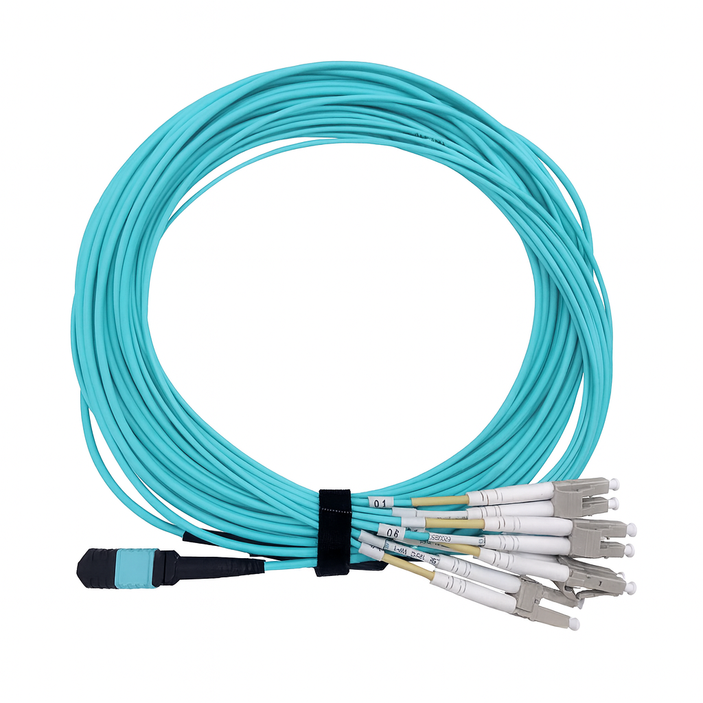 Câble Fibre Optique MPO Femelle vers 4 LC/UPC Duplex 8 Fibres OM3 Multimode 50/125um Câble Breakout (Ref:6782)