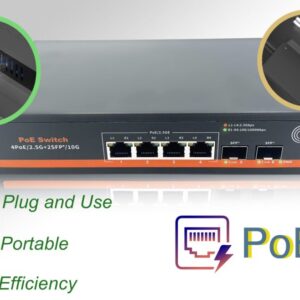 Elfcam® – 10Gb Commutateur Switch Fibre Optique Compatible avec Freebox Ultra, avec 2 Ports 10G SFP+ et 4 Ports 2,5 Gigabi…