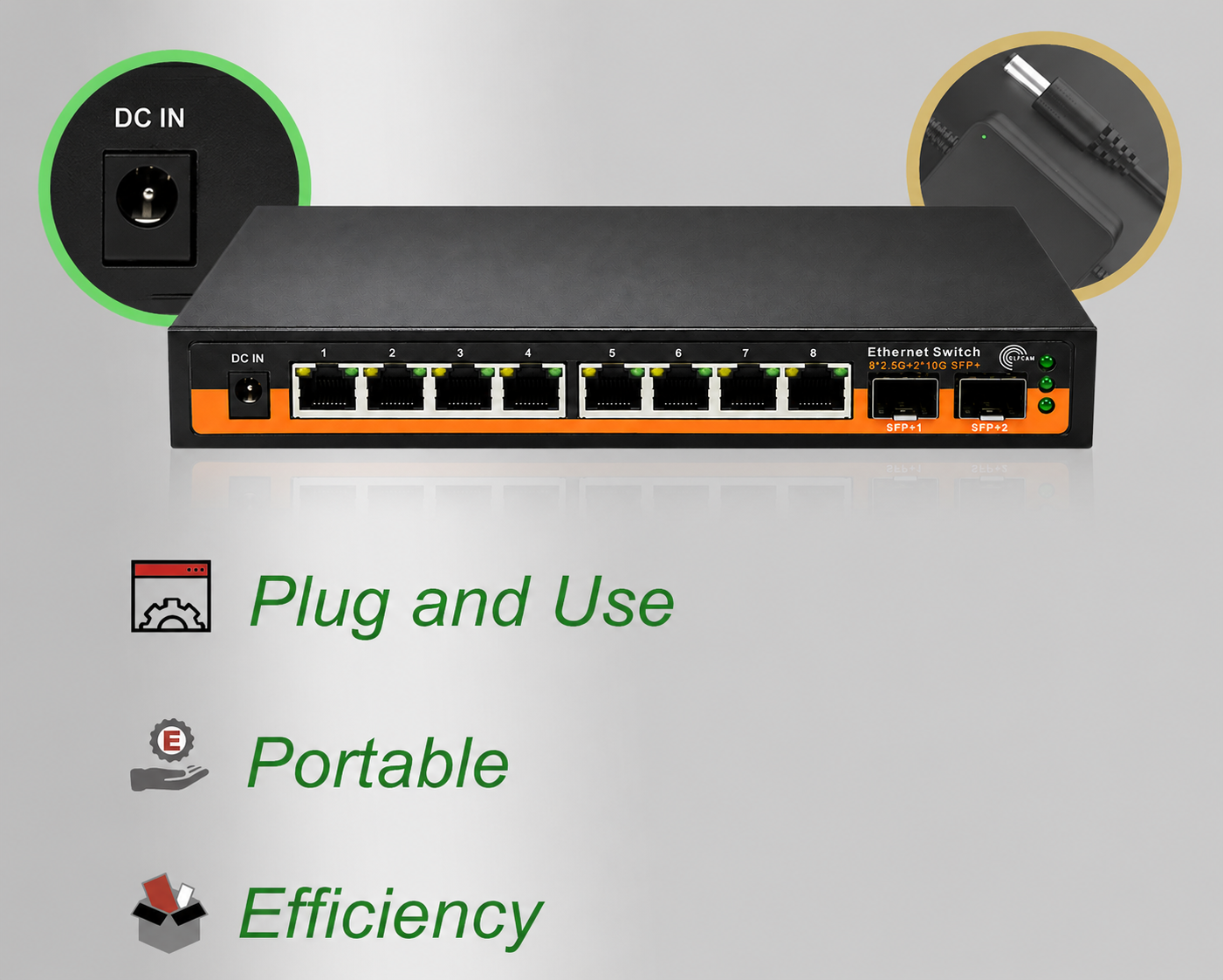 10Gb Optical Fiber Switch Compatible with Freebox Ultra and Orange Livebox 6, with 2 10G SFP+ Ports and 8 2.5 Gigabit Ethernet RJ45 Ports, Plug & Play Unmanaged (2 10Gb SFP+ Ports and 8 2.5G RJ45 Ports)(REF: 16169) - Image 9