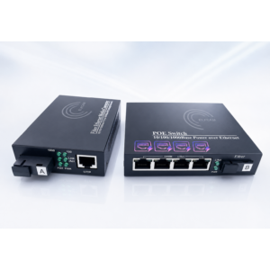 Fiber Ethernet PoE Converter, SFP (mini-GBIC) Included, 4 RJ45 Ports (Ref:4896)