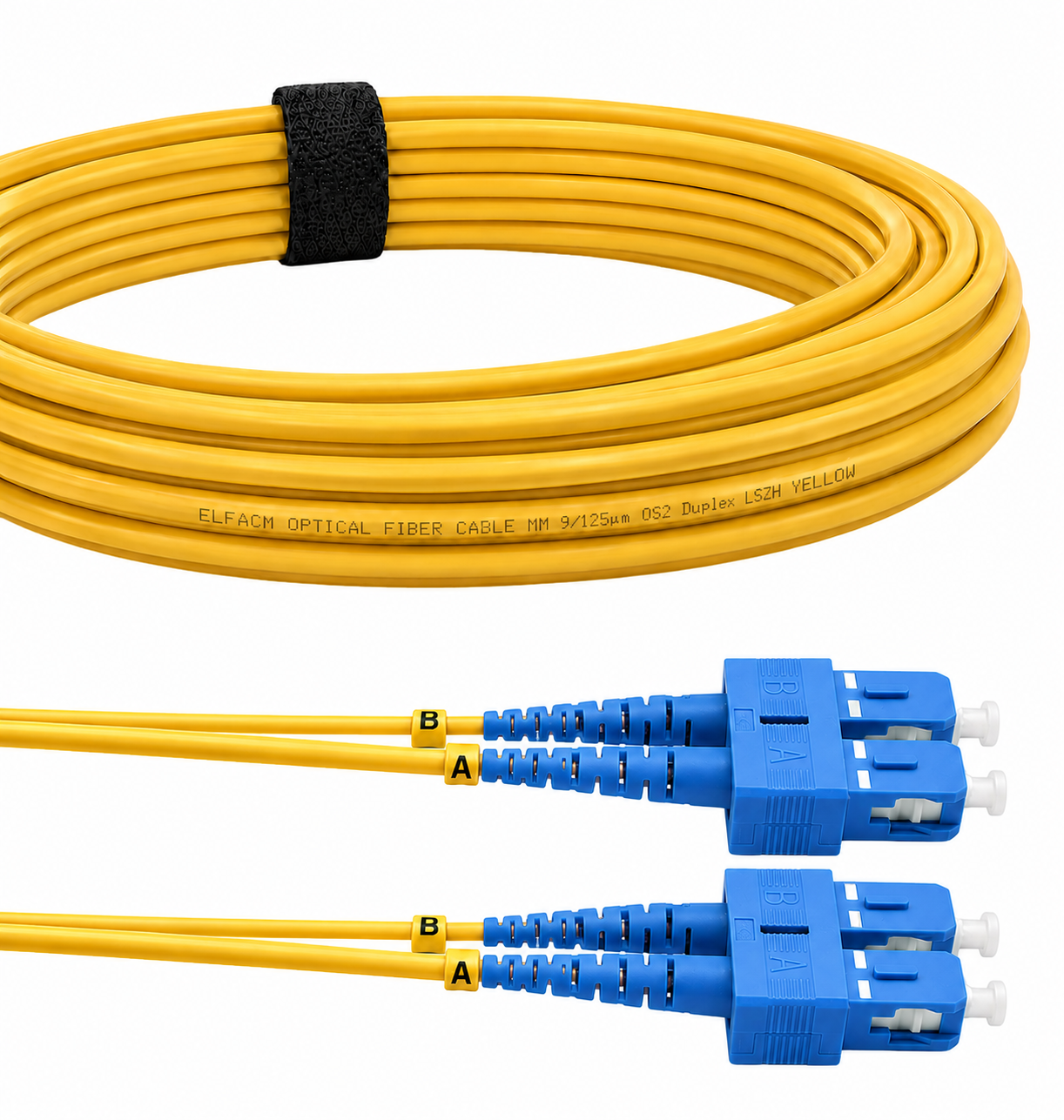 Elfcam® – SC/UPC to SC/UPC Duplex Single-mode Fiber Optic Cable, 9/125um OS2 LSZH Optical Patch Cord (Ref: 20245)