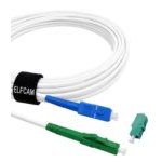 Elfcam - Cabo de fibra ótica LC/APC para SC/UPC, simplex, monomodo, 3,0 mm, branco; entregue com o acoplador para FRITZ!Box