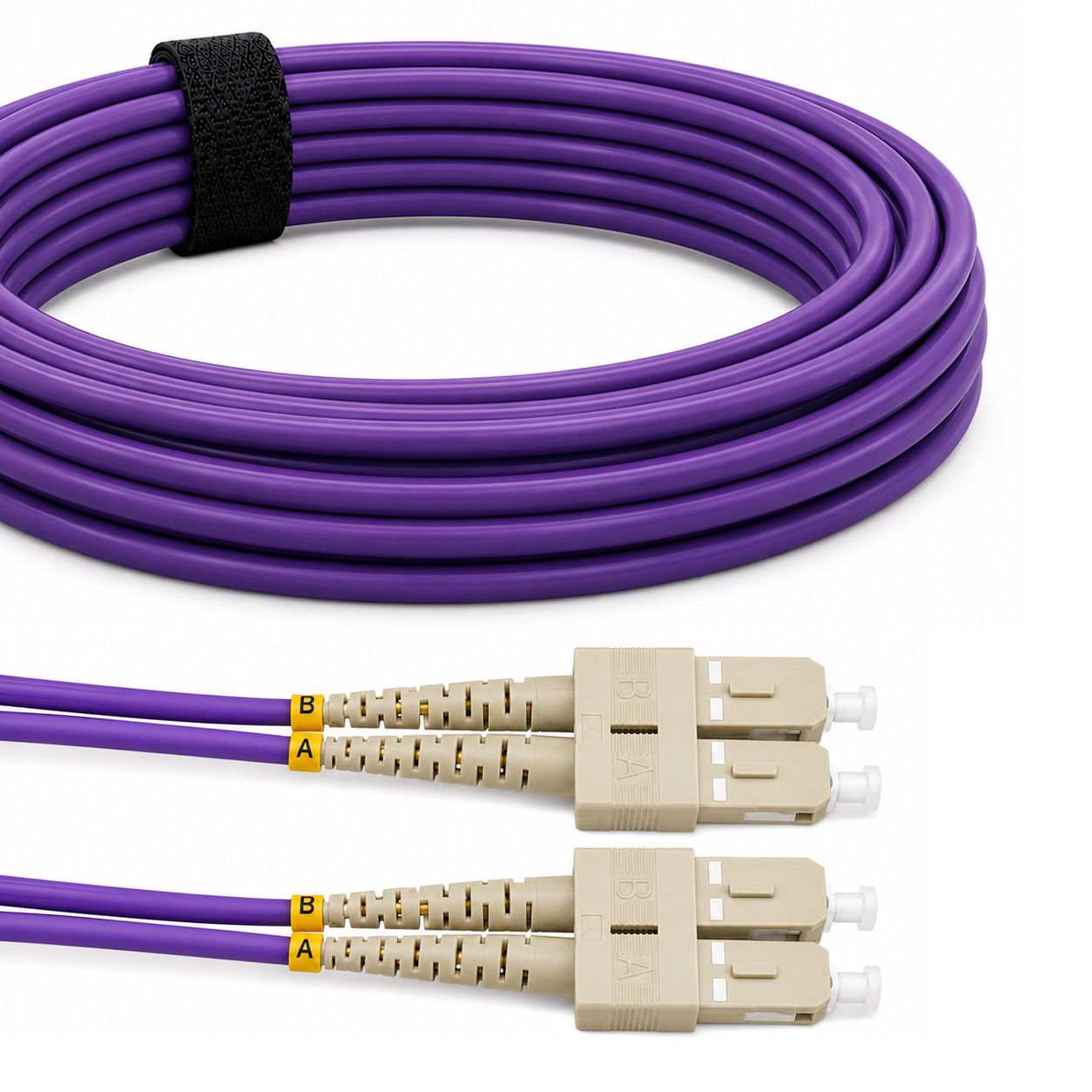 Elfcam® – OM4 SC/UPC to SC/UPC Multimode Duplex Optical Fiber Cable, 50/125um 2.0mm LSZH Fiber Optic Cable (Ref: 19135)