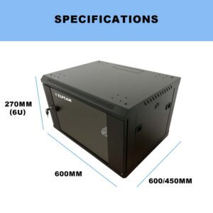 Armoire Murale Compacte 6U pour Rack Serveur et Équipement Réseau – 5mm Porte Verre Trempé, Capacité 100kg, Certific…