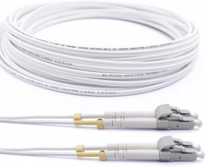Câble à fibre optique LC/UPC á LC/UPC, OM3 Multimode Duplex Jarretière Fibre Optique 50/125um LSZH, Couleur Blanc/Bleu (Re…