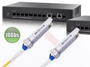 1 Paire 10Gbps SFP+ BiDi Module de Transceiver à Fibre Optique 1550/1490nm, avec la Fibre Port LC Simplex Monomode, Compat…