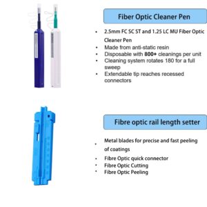 Kit d&rsquo;outils de Nettoyage Fibre pour Soudeuse FTTx, Compris Stylos Optique Fibre,Mesurer la Règle,Lingettes Nettoyan…