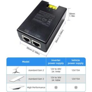 Injecteur PoE 150W Gigabit pour Starlink – Alimentation DC Pour Starlink Gen 2 48V / Starlink Gen 3 48V~57V, Vitesse…