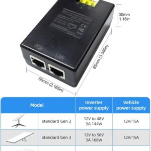 Injecteur PoE 150W Gigabit pour Starlink – Alimentation DC Pour Starlink Gen 2 48V / Starlink Gen 3 48V~57V, Vitesse…