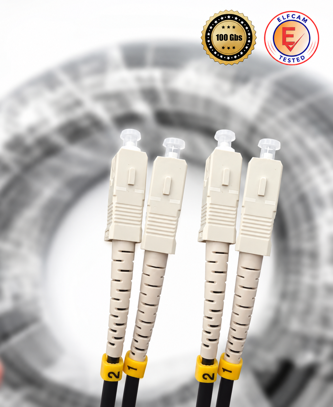 Elfcam® – Fiberoptisk kabel SC/UPC till SC/UPC OM3, duplex, multimode, 50/125 µm, G657A2, för utomhus- och inomhusbruk (REF:11874) - Bild 2