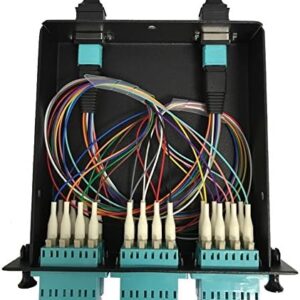 Cassette MTP/MPO pré-raccordée – 2 MTP (mâle) adaptateur , 24 fibres vers 6 ports adaptateurs LC Quad Om3 10Gig, com…
