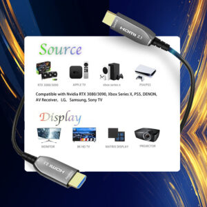 8K Câble HDMI 2.1 à Fibre Optique Mutimode OM3, 48 Gbit/s 8K@60Hz 4K@120Hz HDR Dynamique HDCP 2.2 et 2.3 eARC – Comp…