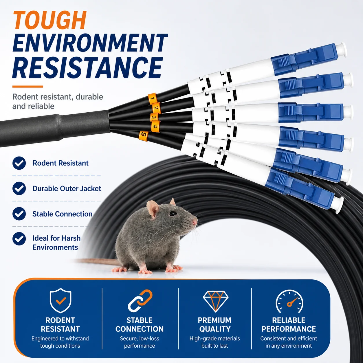 Elfcam® – Câble Fibre 6 Fibres avec Connecteurs 4x Duplex LC/UPC vers 4x Duplex LC/UPC, Fibre Optique Monomode 9/125um OS2 - immagine 3