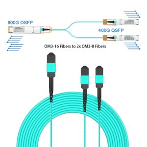 MPO 16 Fibres vers 2x MPO 8 Fibres Multimode OS2/OM3OM4 ,Polarité de Type B LSZH ,Disponible pour 40G/100G/200G/400G/800G/…