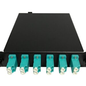 Cassette MTP/MPO pré-raccordée - 12 fibres vers 6 Adaptateurs LC OM3 10 Gig Duplex, Comprend 12 Câbles Hydra LC OM3 (30...