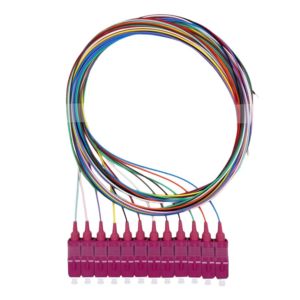 Elfcam – 12 Fibre SC/UPC OM4 Multimode 50/125um Unclad Colour Coded Optical Fibre Pigtail