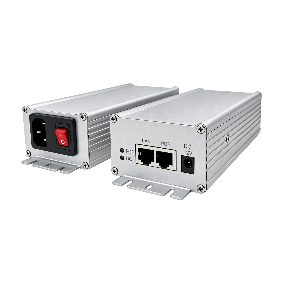 Elfcam – Injecteur PoE Non Standard Passive PoE 90W 10GbE pour Starlink V5, 56V, 10Gbps/2,5G/1G Auto-Adaptatif, Entrée AC 100–240V, jusqu’à 100m, Boîtier Aluminium avec Interrupteur