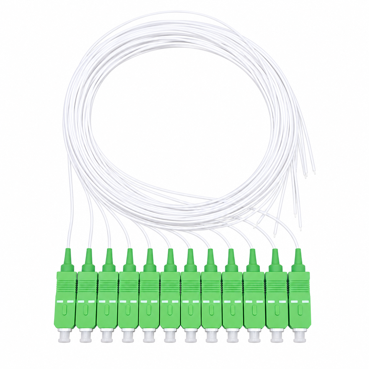 Wit gecodeerde optische vezel Pigtail 12 vezels SC/APC Single Mode zonder omhulsel (Ref:4216)