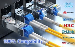 Elfcam® – 100G QSFP28 LR4 Transceiver Module QSFP28 100GBASE-LR4 1309nm 10km DOM LC Duplex,Lot de 1 (Ref: 21164)