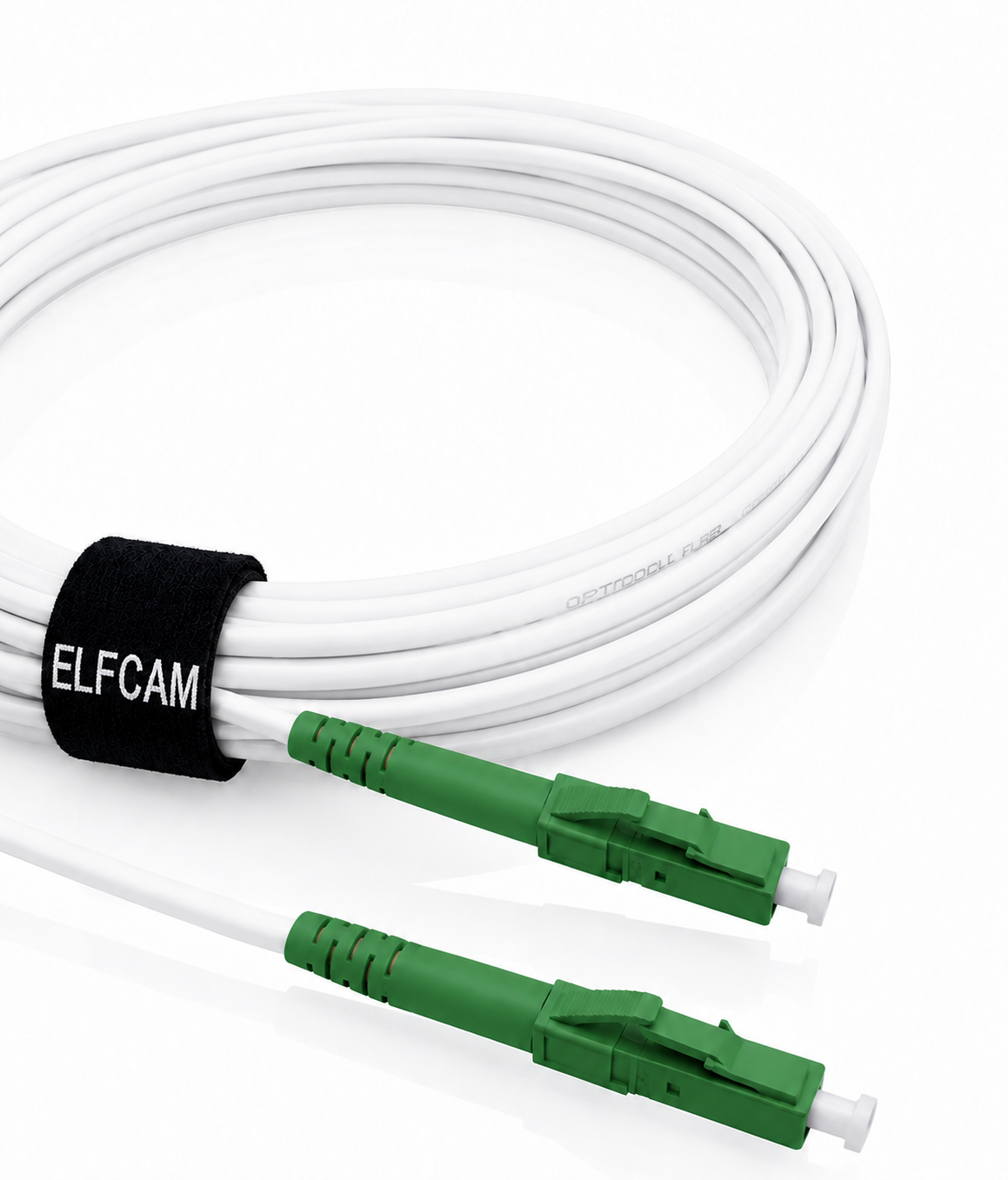 Elfcam® - Cabo de fibra ótica LC/APC para LC/APC, monomodo, simplex, 9/125 μm, cabo ótico LSZH branco (Ref.: 3611)