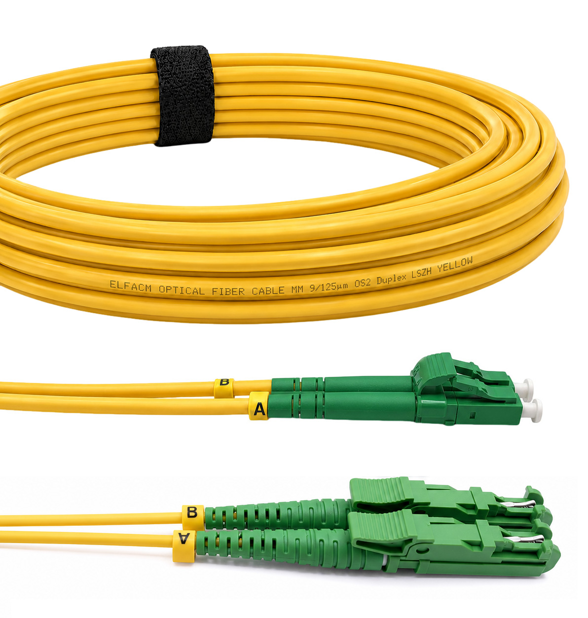 E2000/APC to LC/APC OS2 Duplex Fiber Optic Cable (Ref:3188)