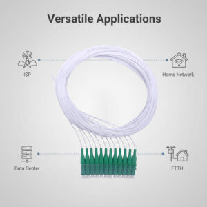 Pigtail à Fibre Optique à Code Blanc 12 Fibres LC/APC Monomode sans Gaine (Ref:4225)