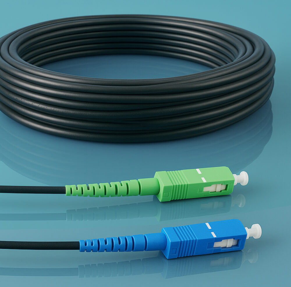 Câble à Fibre Optique en Acier Blindé SC/APC à SC/UPC OS2 Simplex (pour Freebox) (Ref:1385)