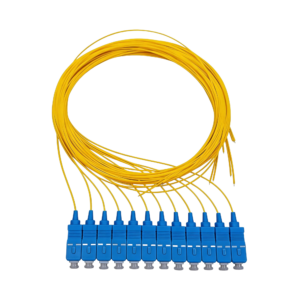 Elfcam – Pigtail à Fibre Optique 12 Fibres Monomode Simplex SC/UPC 9/125um OS2, 0,9mm 1 Mètre (Lot de 12, Jaune)