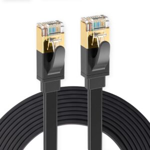 Elfcam® – Cat7 Câble Réseau Ethernet avec Connecteurs RJ45,Câble Flat, 4 Paires Torsadée Blindée, Haut Débit Jusqu&r…
