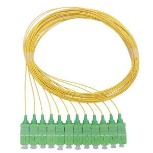 Pigtail à Fibre Optique à Code Jaune 12 Fibres SC/APC Monomode sans Gaine (Ref:4219)