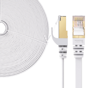 Elfcam® – Cat7 Câble Réseau Ethernet avec Connecteurs RJ45,Câble Flat, 4 Paires Torsadée Blindée, Haut Débit Jusqu&r…