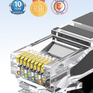 Elfcam® – Cat7 Câble Réseau Ethernet, Câble Rond avec Connecteurs RJ45, Cuivre Pur, Paire Torsadée Blindée STP, Haut…