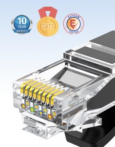 Elfcam® – Cat7 Câble Réseau Ethernet avec Connecteurs RJ45,Câble Flat, 4 Paires Torsadée Blindée, Haut Débit Jusqu&r…