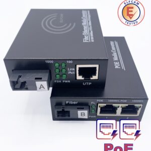 Convertisseur Fibre Ethernet PoE, SFP (mini-GBIC) Inclus, 2 RJ45 Ports (Ref:4880)