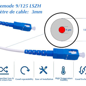 Câble à Fibre Optique SC/UPC à SC/UPC OS2 Simplex (Ref:2507)
