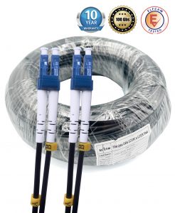 Câble à Fibre Optique pour extérieur et intérieur LC/UPC vers LC/UPC OS2 Duplex Monomode Diamètre 5.0mm (Ref: 11861)