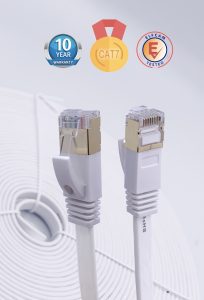 Elfcam® – Cat7 Câble Réseau Ethernet avec Connecteurs RJ45,Câble Flat, 4 Paires Torsadée Blindée, Haut Débit Jusqu&r…