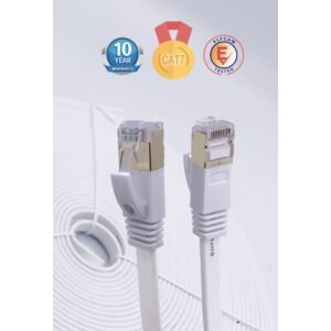 Elfcam® – Cat7 Câble Réseau Ethernet avec Connecteurs RJ45,Câble Flat, 4 Paires Torsadée Blindée, Haut Débit Jusqu&r…