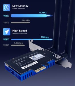 Carte WiFi 7 PCIe 4.0, sans Fil Tri-Bande 8774Mbps, Intel BE200 Adaptateur, pour Ordinateurs Intel Processeur avec Windows…