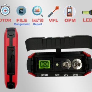 Elfcam – Mini OTDR E-2800 Monomode 1310nm/1550nm, 22dB/20dB, Jusqu’à 60km, avec Photomètre/Multimètre Optique et VFL…